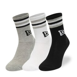 New Era Retro Stripe 3 Pack Crew Black, Grey and White Socks 13113629