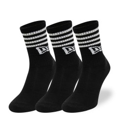 New Era Stripe 3 Pack Crew Black Socks 13113627