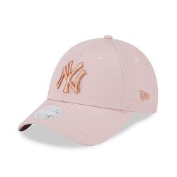 New Era New York Yankees Womens Metallic Logo Pink 9FORTY Adjustable Cap 60292749 Pink