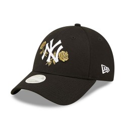 New Era New York Yankees Womens Floral Metallic Black 9FORTY Adjustable Cap 60298688