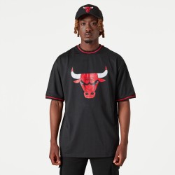 New Era Chicago Bulls NBA Logo Oversized Black Mesh T-Shirt 13083910