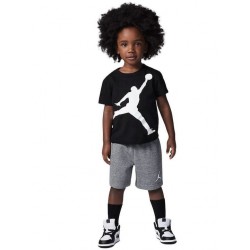 85C138-GEH - NIKE JORDAN LITTLE KIDS JUMPO JUMPMAN SHORT SET BLACK / GREY / WHITE Color
