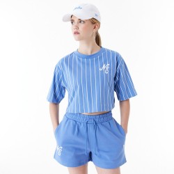 New Era Pinstripe Blue Womens Crop T-Shirt 60435291