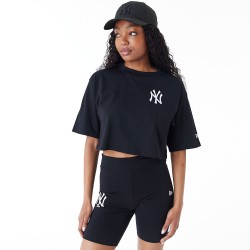 New York Yankees Womens MLB Lifestyle Black Crop T-Shirt 60435318